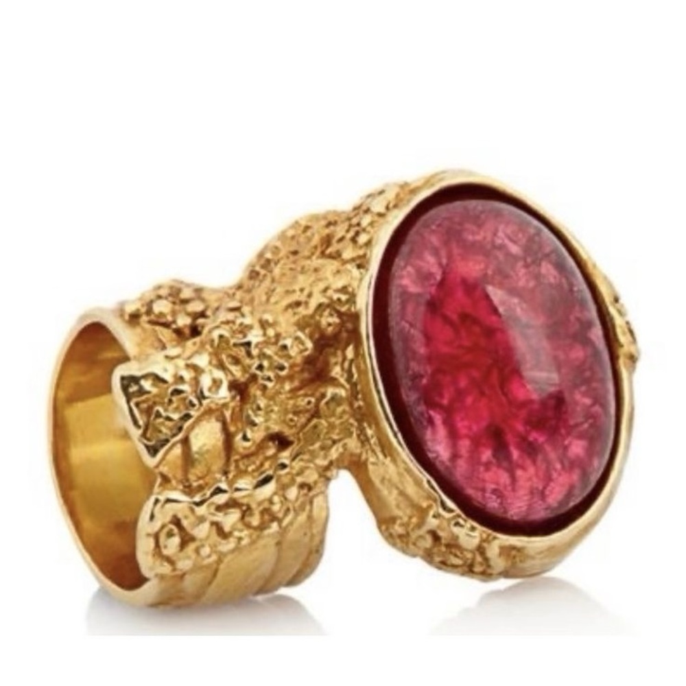 Authentic YSL Gold Pink Cabochon